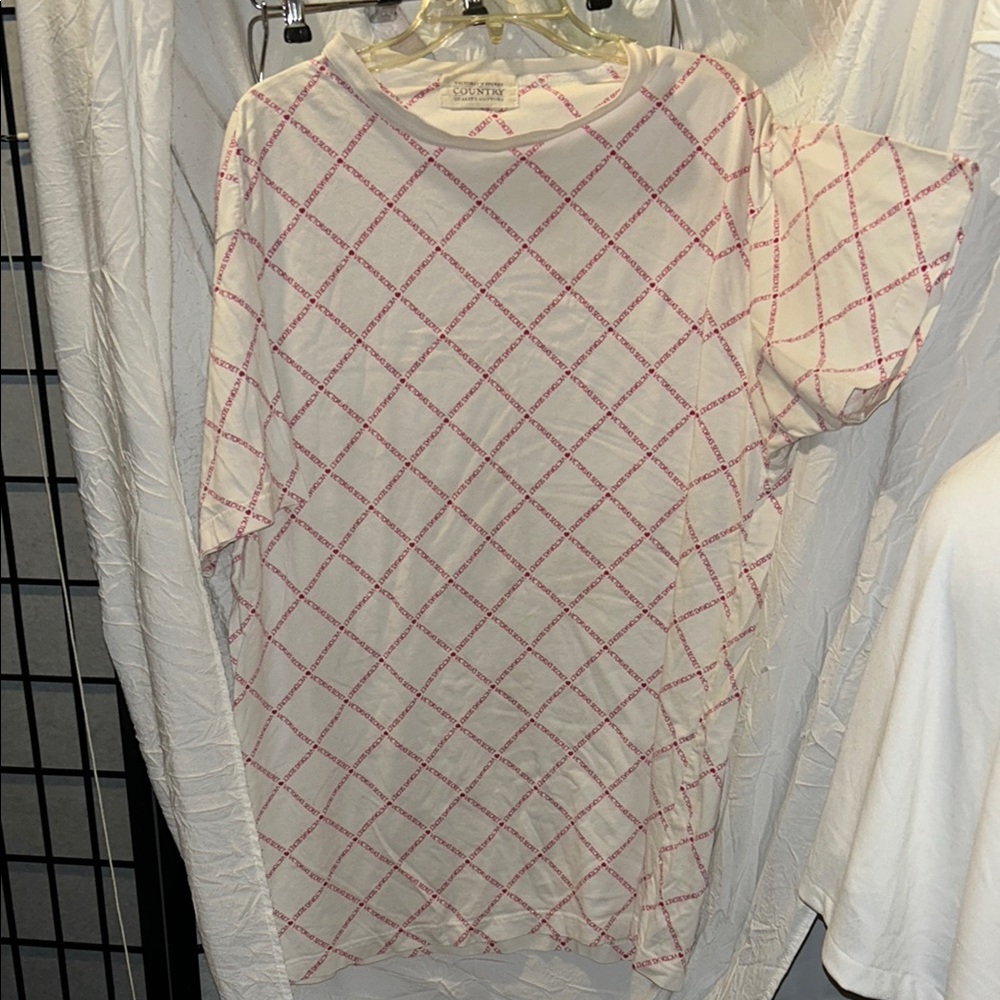 vintage Victoria’s Secret Country White Gown with Pink Diamond Pattern